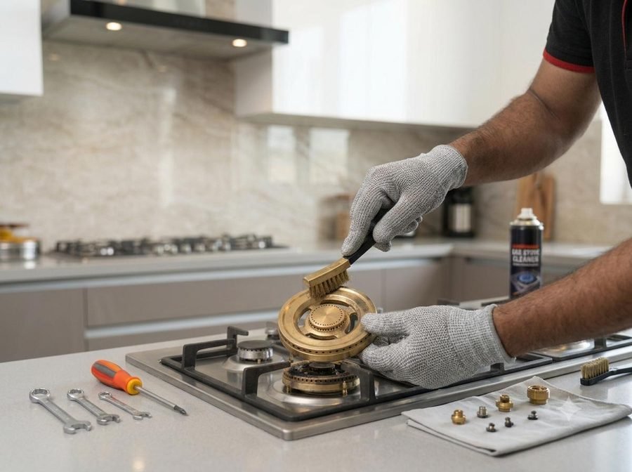 Gas burner deep cleaning service